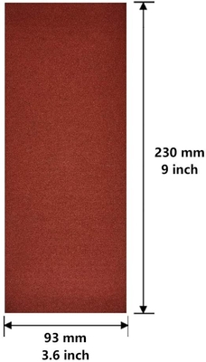9 * 3.6inch Red Aluminium Oxide Hook Dan Loop Sander Sheets Untuk Dinding Batu Kayu Kering
