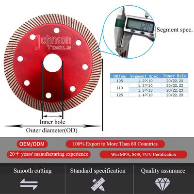 105/110/125 mm Alat pemotong granit ubin Diski pemotong marmer Hot Press Sintered Turbo Wave Diamond Saw Blades