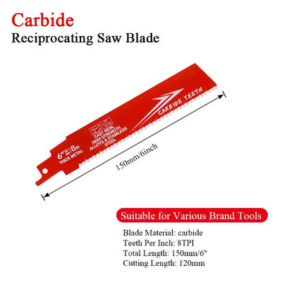 6 inci Bi-Metal OEM Reciprocating Saw Blade Industrial untuk Metal Cast Iron Alloy Steel Sawzall Blade Carbide