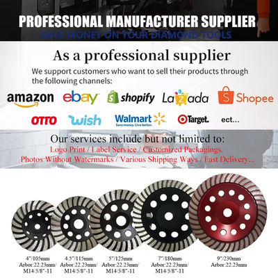 Out Diameter 125mm Turbo Cup Diamond Grinding Wheels Grit # 60/80 Untuk Batu Atau Beton