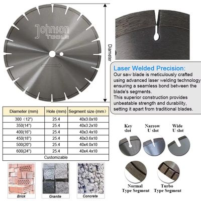 Laser Welded Saw Pemotongan Cepat 500mm Diamond Wet Tile Cutter Blade