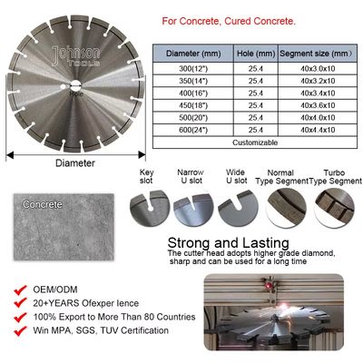 9 "Laser dilas Diamond Concrete Saw Blades 230mm dengan Lubang Pendingin