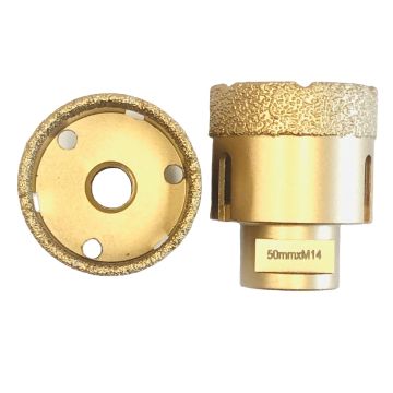 4 pcs M14 50mm Vakum Brazed Alat Berlian Bor Bit Minimal Chipping