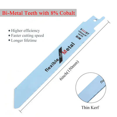 6 Inch Metal Cutting Reciprocating Saw Blade Set Bi-Metal Sawzall Blades Untuk Metal Pipe Sheet Metal Rebar 18TPI