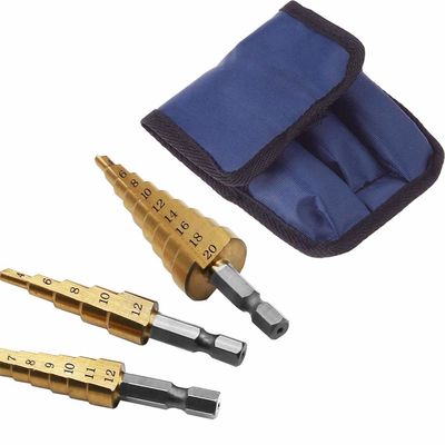 3 pcs Hss4241 Titanium Dilapisi Langkah Inti Bor Bit Set Untuk Pengeboran Logam