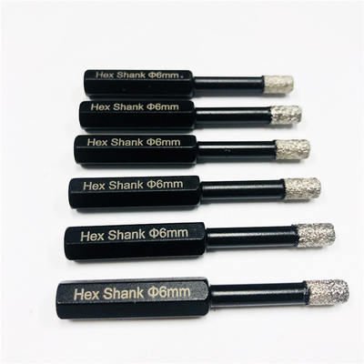 OD 6mm Vacuum Brazed Diamond Core Bits Untuk Ubin Porselen